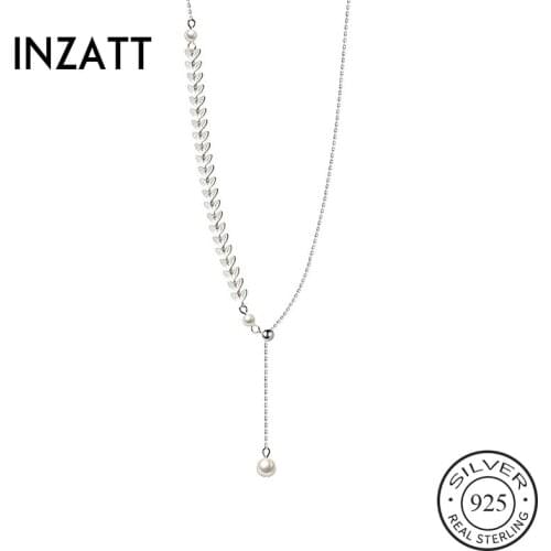 INZATT Real 925 Sterling Silver Minimalist Pendant Choker Necklace For Fashion Women Party Fine Jewelry Cute Accessories Gift
