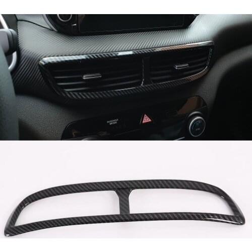 For Hyundai Tucson 2019 2020 Carbon Fiber Car styling Center Console Air Conditioning Outlet frame decoration cover Stickers