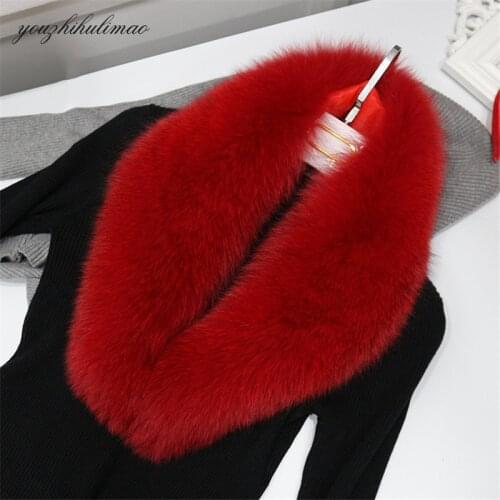 JKP Natural Fox Fur Collar Fashion Coat Accessory Winter Warm Real Fox Fur Scarf Black New Shawl and Wraps High Quality