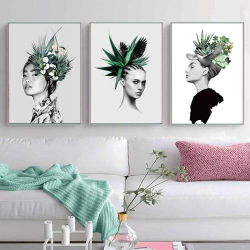 Art Painting Flower Girl sexy Women poster Canvas Painting Wall Art Prints Abstrac Style Cuadro Poster Living room decor Picture