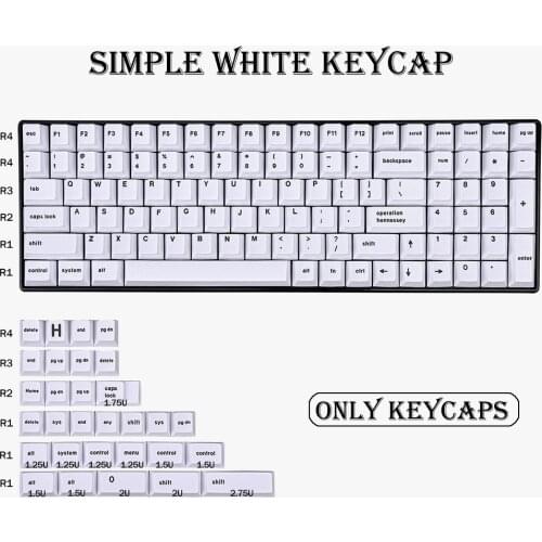 130 Keys PBT Keycap Cherry Profile DYE-SUB Personalized Minimalist White Keycaps For Mechanical Keyboard 61 64 84 108 Layout