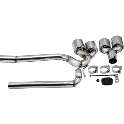 Round Stainless Steel Car Muffler Tip Exhaust 4 Pipe Duplex Pipe For BMW F10 520i 523i 528i 530i 550i 650i M6 5 6 Series