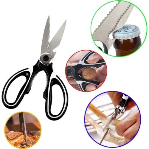 BalleenShiny Stainless Steel Kitchen Scissors Household Multifunctional Scissors For Cutting Meat Poultry Fish Vegetable Tool