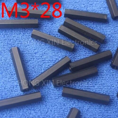 M3*28 black 1 pcs Nylon 28mm Hex Female-Female Standoff Spacer Threaded Hexagonal Spacer Plastic Standoff Spacer high-quality