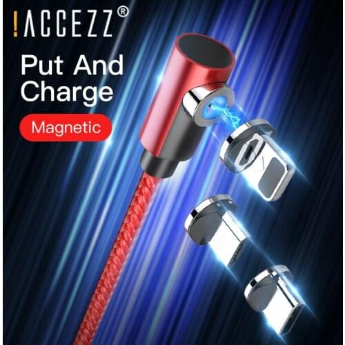 !ACCEZZ Magnetic USB Charging Cable 2M For iPhone XS MAX XR 8 7 Plus Magnet Charger For Samsung S10 S9 Mobile Phone Charge Line