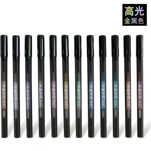 12 pcs/pack Metallic Ink Colorful Graffiti Handbook Candy Color Highlighters Promotional Markers Scrapbooking Gift Stationery