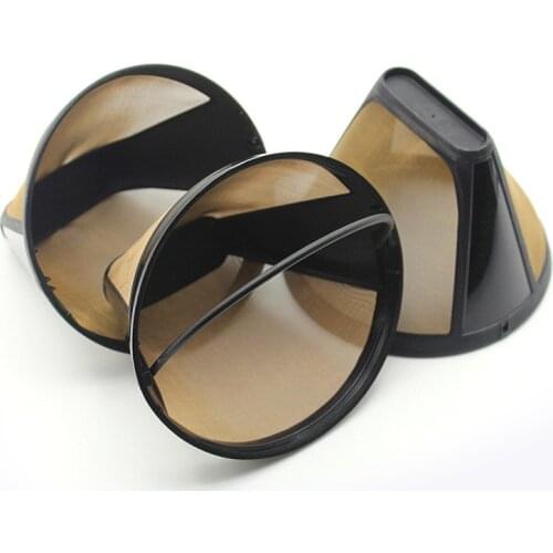 Cone-Style Reusable Coffee Filter Permanent Coffee Maker Machine Filter Gold Mesh With Handle Cafe Coffees Tools reusable cafe