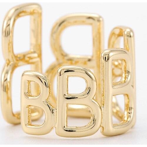 Fashion Creative Brand Letter B Stainless Steel Opening Ring 2021 for Women Charm Metal Golden Finger Charm Ring Jewelry