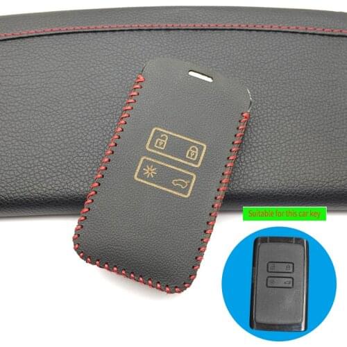 Fashion Men Leather Car Key Case Protector Shield Cover Keyless Entry Remote Fob for Renault Koleos Megane Scenic Kadjar Sandero