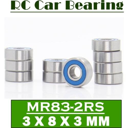 MR83RS Bearing ABEC-3 (10PCS) 3X8X3 mm Miniature MR83-2RS RU Ball Bearings Blue Sealed For Axial SCX10 II
