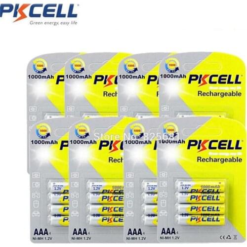 32PCS 8Card PKCELL NIMH Battery AAA1000mah 1.2v 3a Rechargeable Battery 2018 New Product For Toys Flashlight Camera