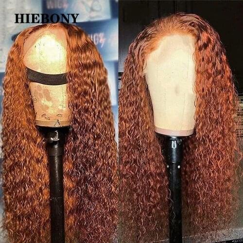 Orange Curly Lace Front Human Hair Wigs with Baby Hair Bleached Knot 180% Orange Curly 13x6 Lace Front Wigs Pre Plucked Hairline