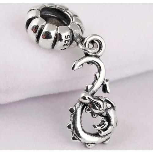 Original Vintage Cute Chinese Zodiac Dragon Pendant Beads Fit 925 Sterling Silver Bead Charm Bracelet Diy Jewelry