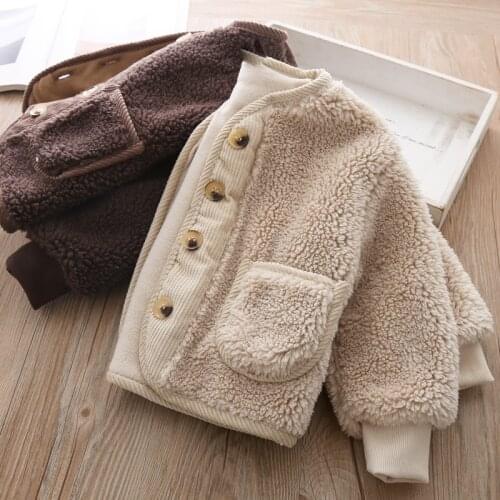 2020 Fall Winter Boys Clothes For Girls Korean Cardigan Granular Velvet Loose Lamb Velvet Warm Childrens Jacket Coat For Girls
