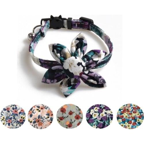Printed Pet Collar Polyester Adjustable Pet Dog Necklace Collars For Medium Large Dogs Floral Pet Collars Products Hot Sale