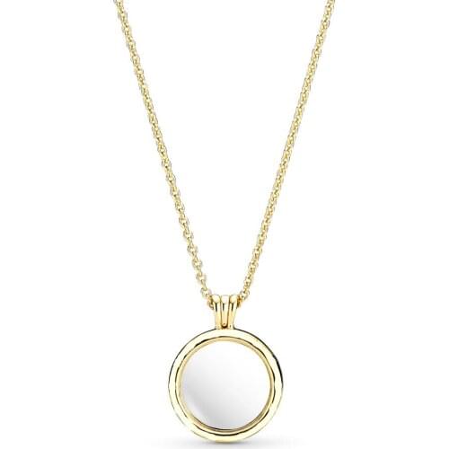 NEW 2018 100% 925 Sterling Silver Gold Lockets Logo Necklace Pendant Necklace Fit Women Original Fashion Jewelry Gift