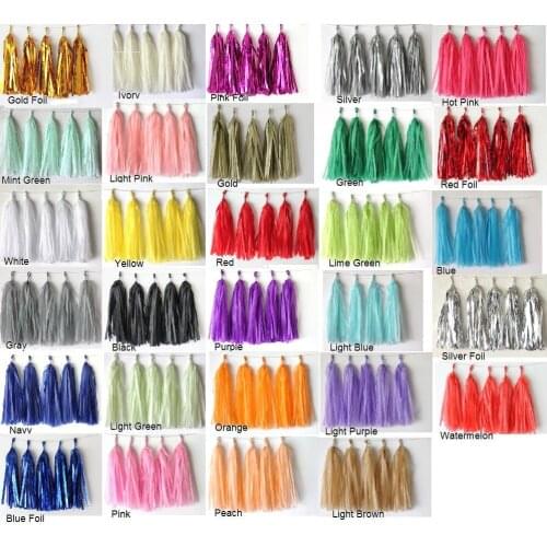 Partigos 5pcs 14inch Tissue Paper Tassels Garland Wedding Decoration Birthday Baby Shower Home Party Paper Craft Supplies