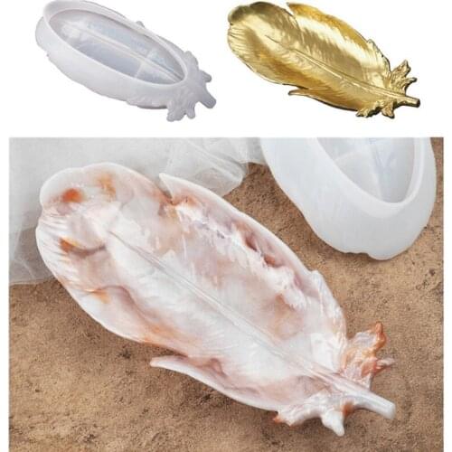 Feather Plate Epoxy Resin Mold Dish Tray Silicone Mould DIY Crafts Home Decortaion Casting Tools F3MD
