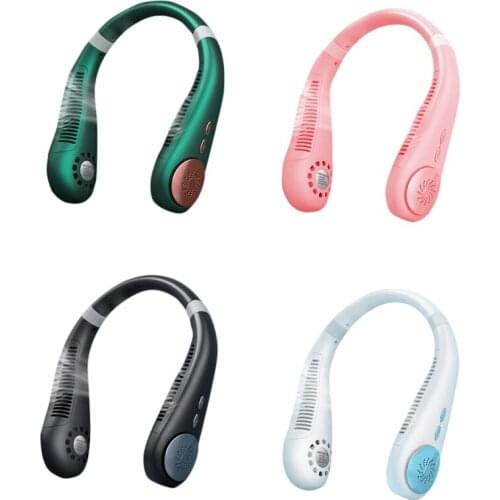 Portable Bladeless Fan Mini Neck Fan USB Rechargeable Hanging Silent Cooling Fan For Outdoor Air Cooler