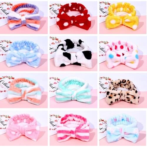Make Up Hair Bands Multicolor Headwear 2020 New Coral Fleece Wash Face Bow Hairbands for Women Girls Turban Hair Accessories