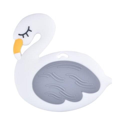 10pcs Cute Animal Silicone Teether Pendant Teething Necklace Accessory BPA Free Swan Baby Teether Toy Chew Charm Newborn Gifts