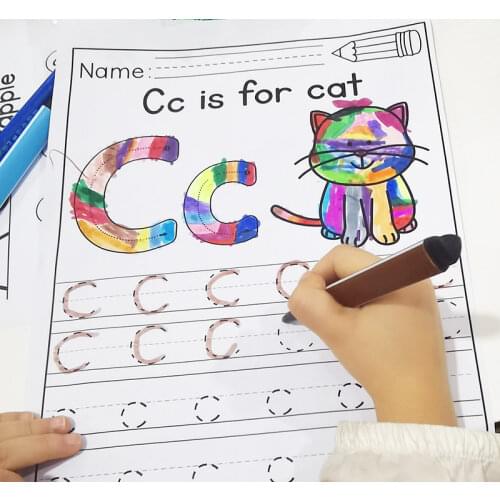 Alphabet Worksheets 26 Letters From-A-to-Z Practice Paper Preschool English Homework Workbook Kids Games Education Toys Children