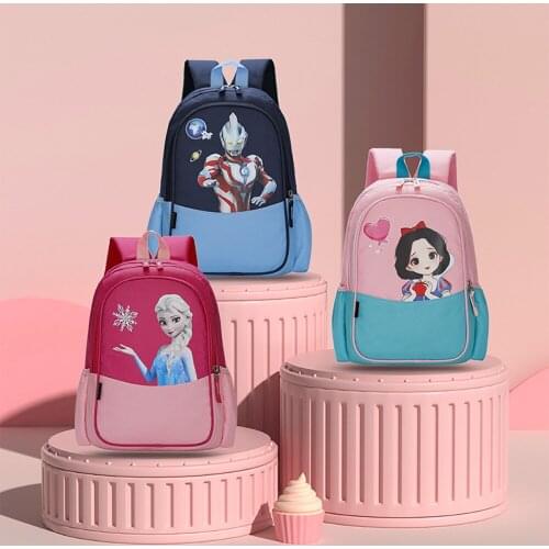 Pink Frozen Purple Cartoon Princess Aisha Pattern Print Fashion Trend Girl School Bag Snow White Cute Childrens Kids School Bag