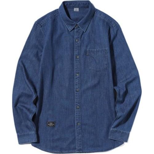 New Long-sleeved Shirts Mens Denim Shirts for Men Korean Style Slim Fit Shirts Male Spring Fall Outwear Hip Hop Streetwear