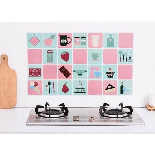 Self-Adhesive Wall Sticker Modern Anti-Oil Stickers Kitchen Home Tile Wall Sticker Stove Waterproof Stickers Kitchen Supplies