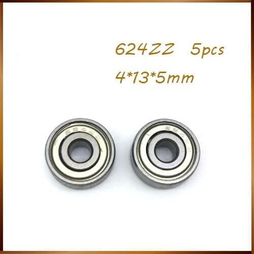 5PCS/LOT 624 zz 624Z 624ZZ ball bearing high quality 4*13*5 mm chrome steel bearing for 3D printer parts