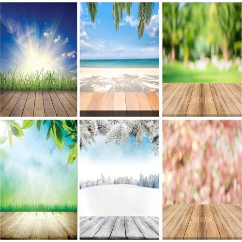SHENGYONGBAO Spring Forest Wooden Floor Photography Backgrounds Sky Sea Scenery Baby Photo Backdrops Studio 21415 FGM-03