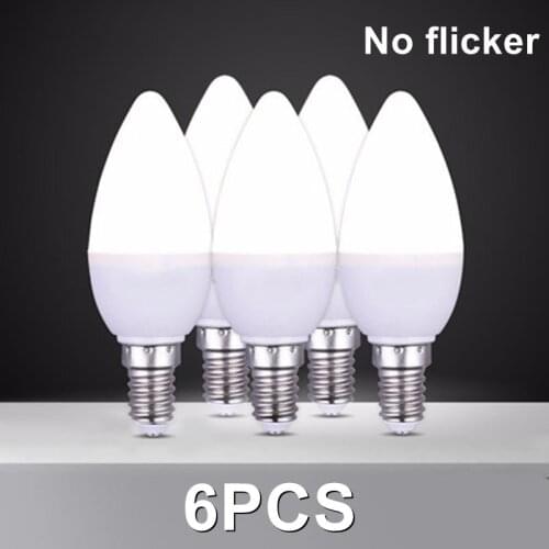 6Pcs/lot led Light bulb E14 E27 LED Lamp Indoor Warm Cold White Light 7W AC220V LED Candle Bulb Home Decor Chandelier