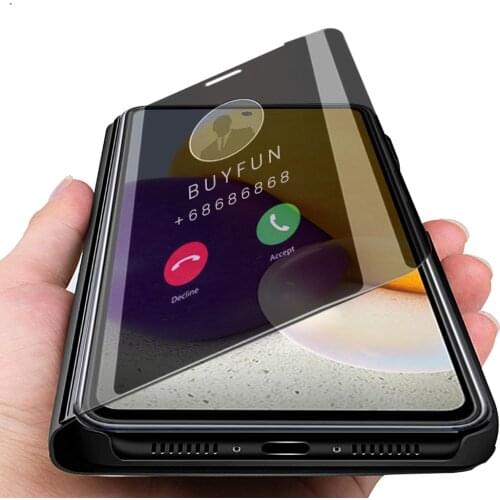 Smart mirror filp phone case for samsung galaxy a72 a 72 72a 6.7" 5g shock-proof stand book shell coque sansung galaxi a72