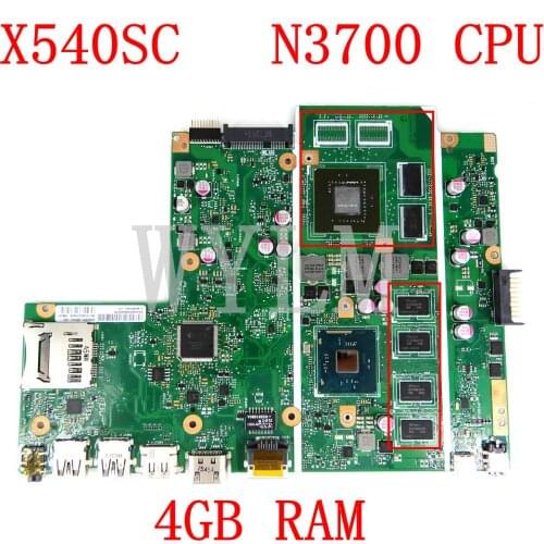 X540SC N3700 CPU 4GB RAM N15V-GL1-KB-A2 mainboard REV 2.0 For ASUS X540S X540SC laptop motherboard 90NB0C10-R00010 Free Shipping
