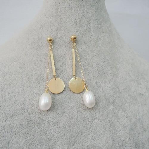 High quality top fashion 100% nature freshwater AAA+ pearl earring with 100% stainless steel earring hook -anti-allerge earring