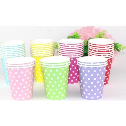 10pcs/lot Polka Dot Paper Cups Disposable Tableware Wedding Birthday Party Paper Cups For Wedding Christmas supplies tableware
