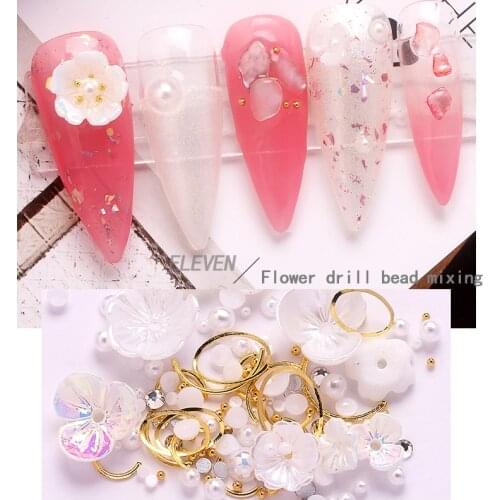 100pcsflowers Nail supply 3D nail art decoration set, opal, shell, flower Nail Jewelry Explosion Style Net Red Shell Flower