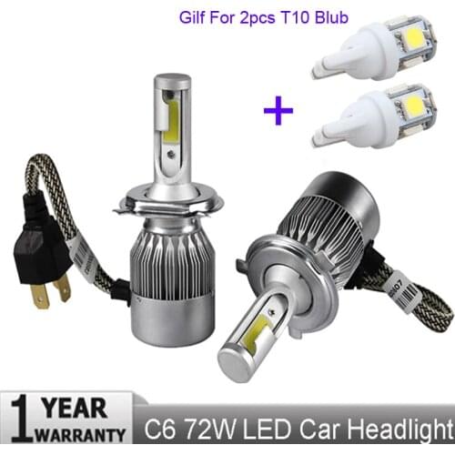 2pcs Car Headlights 72W 7600LM Led Light Bulbs H1 H3 H7 9005 9006 H11 H4 H13 9004 9007 Automobiles Headlamp+2pcs Blub
