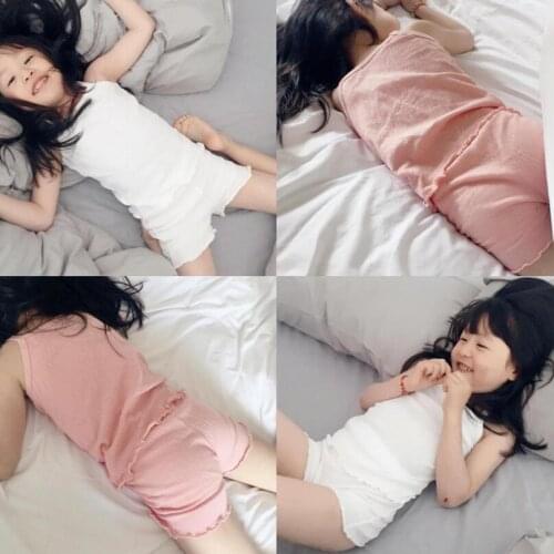 2019 Summer Baby Toddler Clothes Tank Tops + Shorts 2 Piece Sets Pyjamas Kids Child Sleepwear Girls Pajamas Home Clothing JW4733