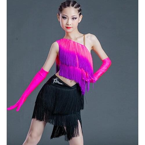 2021 New Latin Dance Competition Costume Girls Fringed Dress Short Style Kids Latin Dress Samba Rumba ChaCha Dancing Wear BL6208