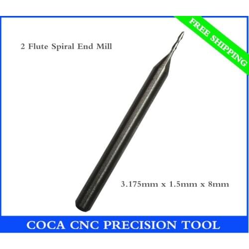 3.175mm*1.5mm*8mm,Freeshipping CNC Solid carbide woodworking insert router bit,Tungsten end mill,2 flute end milling,PVC,MDF