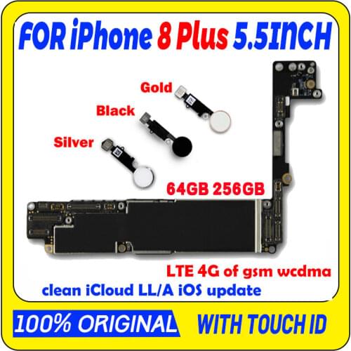 Free shipping Original For iPhone 8 Plus motherboard With Touch ID For iPhone 8 8Plus Logic boards With chips IOS Support LTE 4G