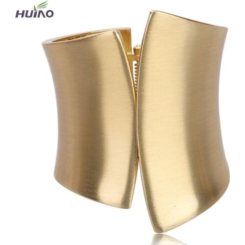 Gold Color Electroplating Big Women Bangles European Top Quality Irregular Geometry Design Pulseira Feminina