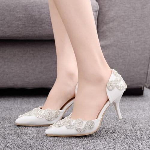 Crystal Queen Wedding Shoes Women Fashion Crystal Thin Heels Womens Party Dress Shoes Summer High Heels Sandals