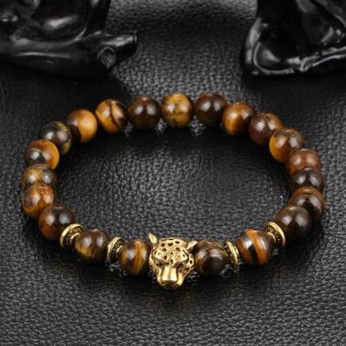 Natural Stone Prayer beads Charm Bracelets Tiger Head Beaded Bracelets For Women Men Jewelry Pulseira Masculina YW615