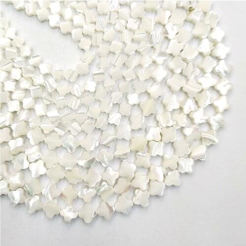 Natural White Shell Beaded Charms Jewelry Making 6~12mm Four Leaf Clover Loose Beads for DIY Bracelet Necklace Accessories 15