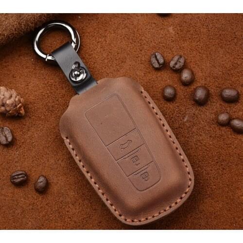Handmade Car Genuine Leather Key Case Cover Holder For Toyota Avalon Camry Corolla C-HR CHR Prado RAV4 2018 2019 3 Button