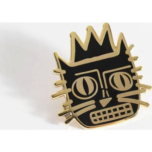 Jean Michel Basquiat Artist Cat Enamel Pin Cartoon Animal Black Cats Gold Brooch Fashion Popular Backpack Lapel Pins Unique Gift