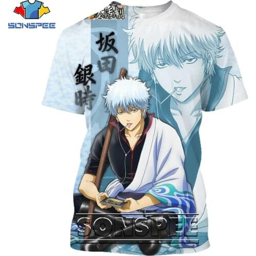 SONSPEE Samurai Anime Gintama Gintoki Kagura Funny Shirt 3D Printing Men Womens Summer Men Harajuku Oversized T-shirt Kids Top