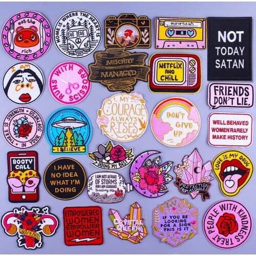 Hippie Patch Cartoon Letter Embroidery Patches For Clothing Patch On Clothes Stripes Stickers Gay Patches For Clothing Applique